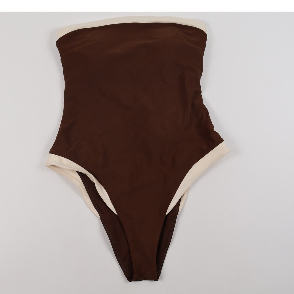 Abercrombie & Fitch One Piece Swimsuit Curve Love Brown Colorblock M NWT 80